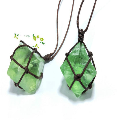 Natural blue - green fluorite pendant