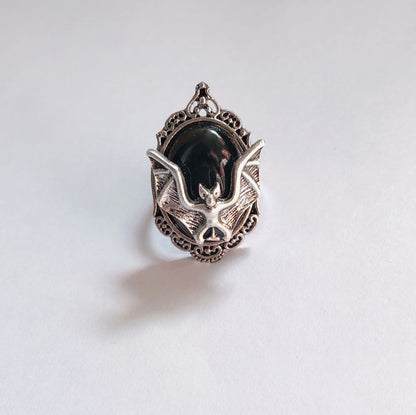 Bat black gem ring