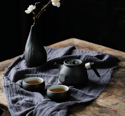 Black pottery tea set