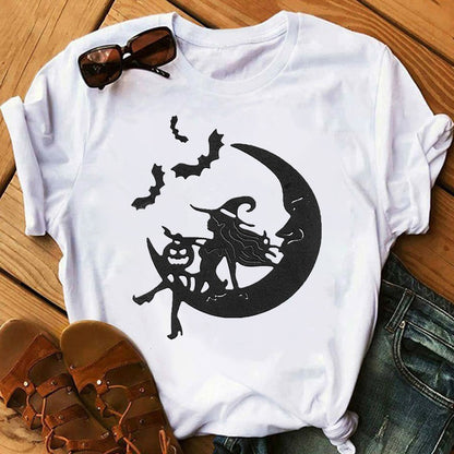 Witch Halloween Print Short Sleeve T-shirt