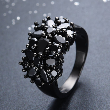 Black gypsophila zircon ring