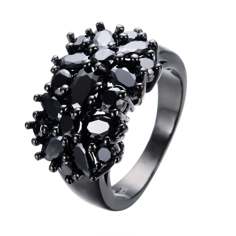 Black gypsophila zircon ring