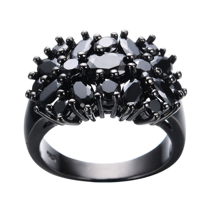 Black gypsophila zircon ring