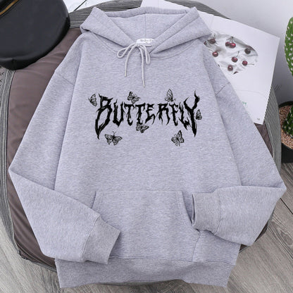 Gothic Letter Butterfly Loose Couple Sweatshirt