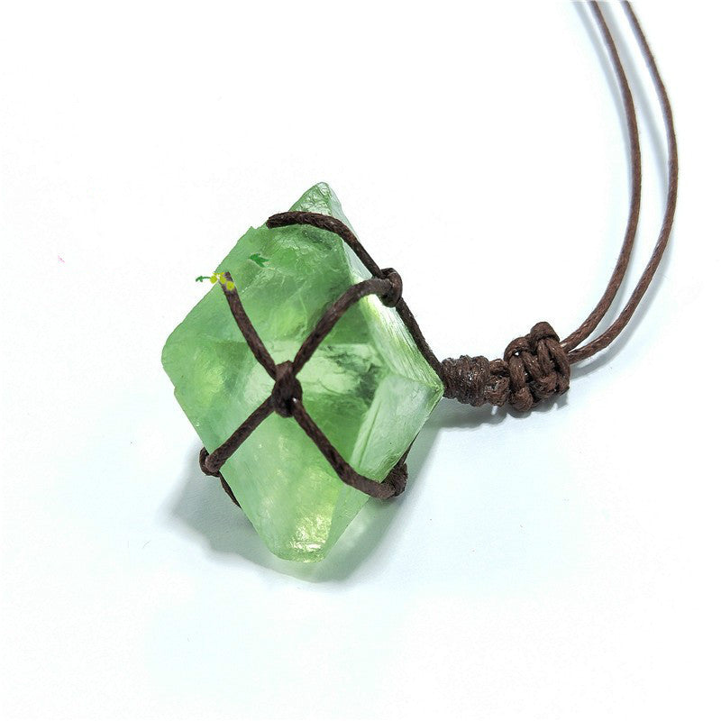 Natural blue - green fluorite pendant