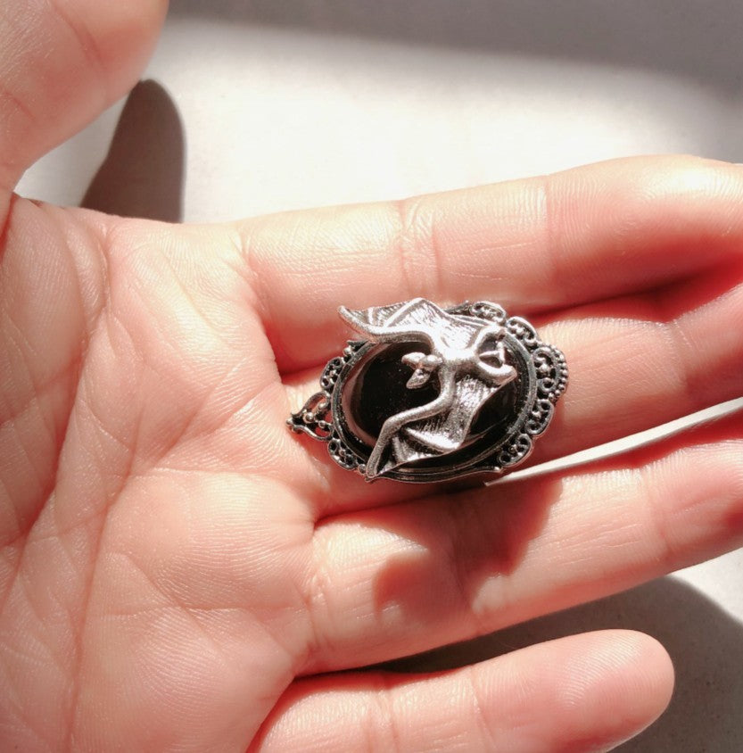 Bat black gem ring