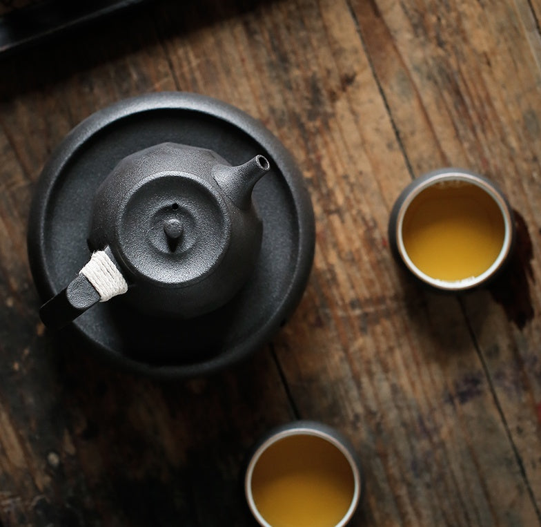 Black pottery tea set