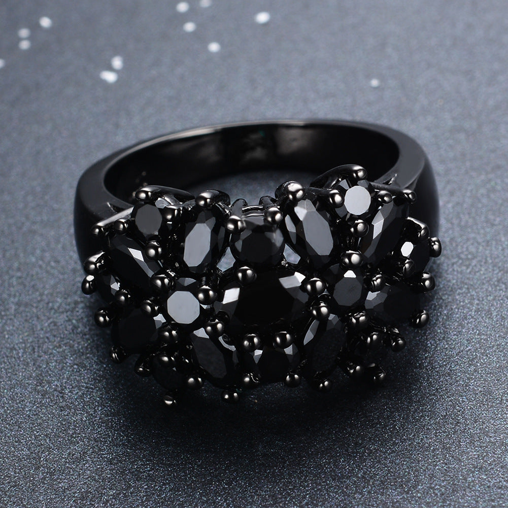 Black gypsophila zircon ring