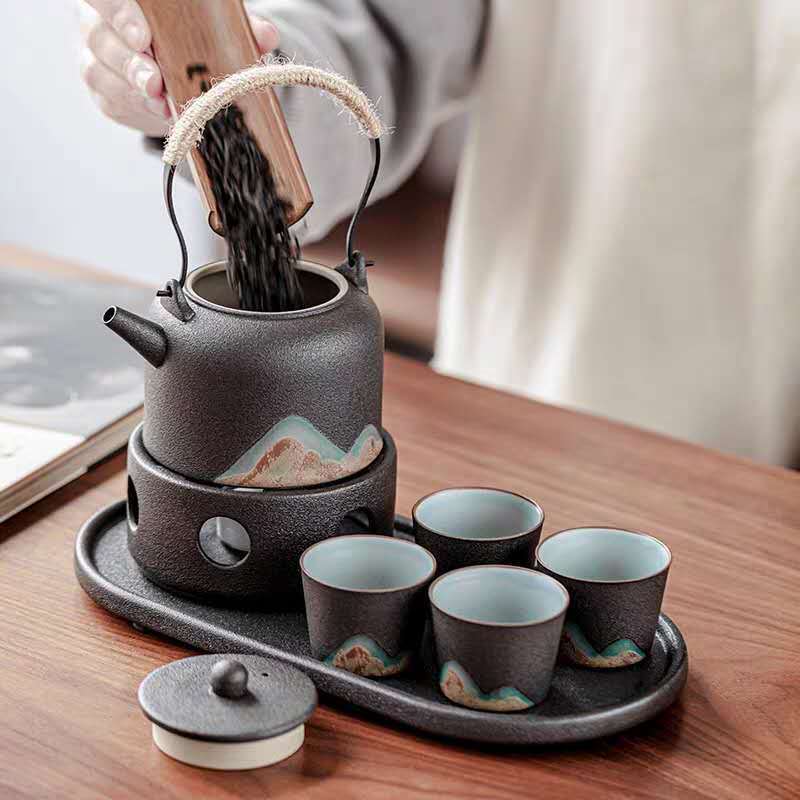 Japanese Style Warm Tea Stove Pot Ceramic Tea Set