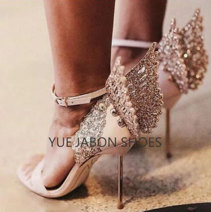 Butterfly High Heeled Ankle Strap Shoes