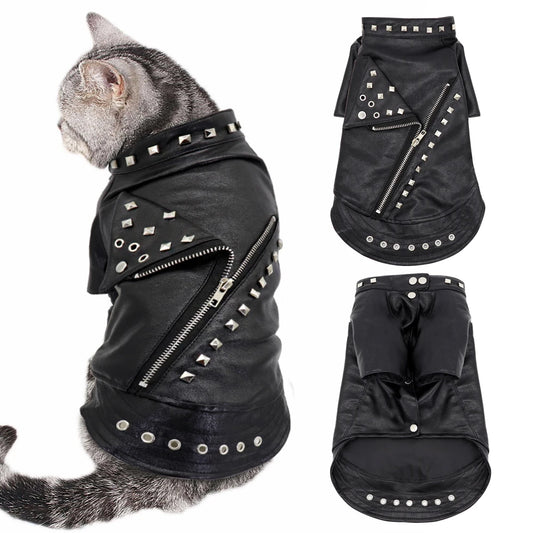 Leather Cat Jacket Warm Dogs Cat Clothes Coat Autumn Winter Pet Clothing Puppy Kitten Outfits Costumes for Chihuahua Yorkshire