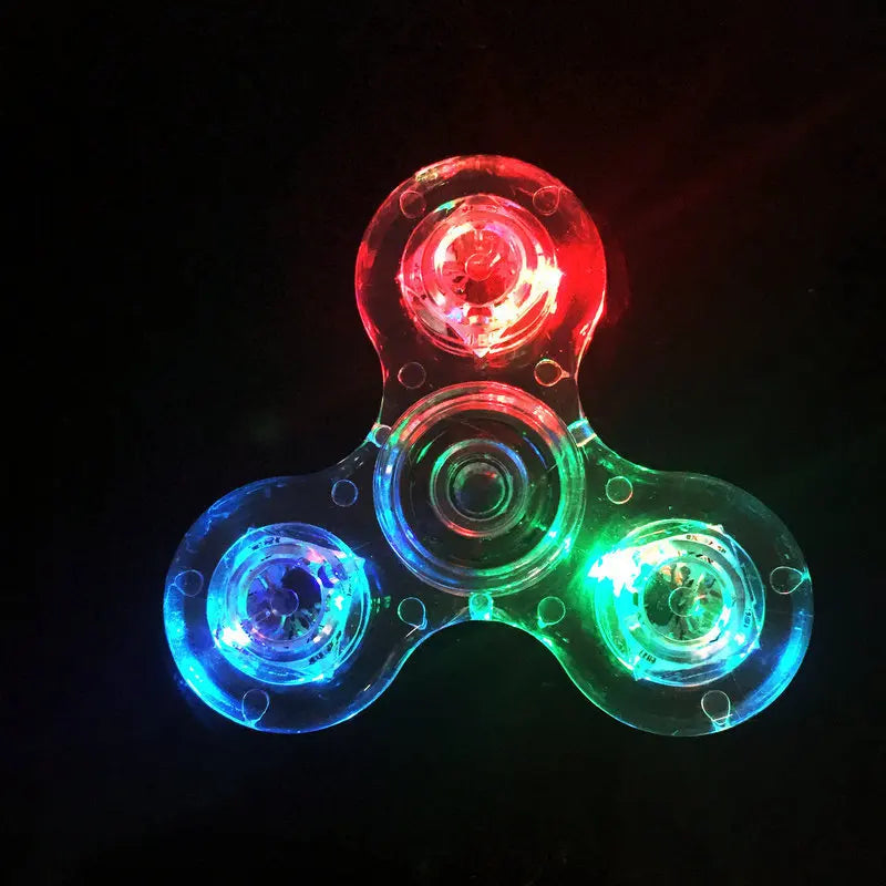 Crystal Luminous LED Light Fidget Spinner Hand Top Spinners Glow in Dark EDC Stress Relief Toys Kinetic Gyroscope for Children