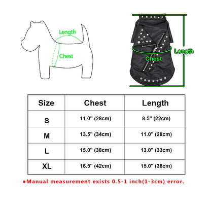 Cool Leather Dog Jacket Coat Warm Winter Dog Clothes French Bulldog Waterproof Pet Clothing Outfit for Small Medium Dogs Black