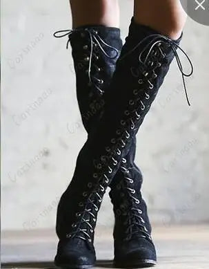 Medieval Retro Women Princess Knight Cosplay PU Leather High Boots gothic British Style Carnival Stage Fashion Casual Boot Shoes