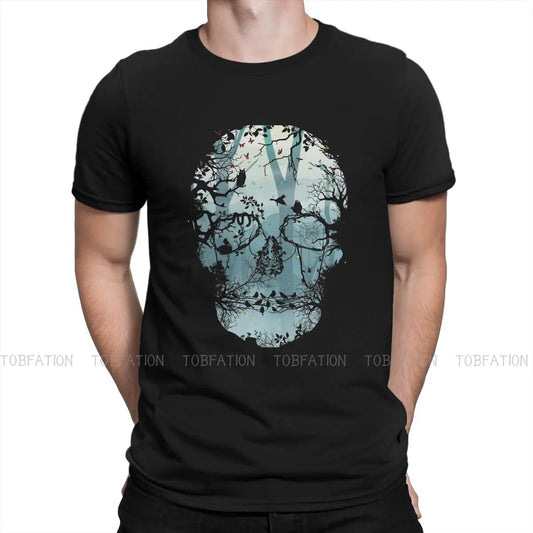 Dark Forest Skull O Neck TShirt Ghost Specter Spirit Pure Cotton Basic T Shirt Men Tops Individuality Big Sale