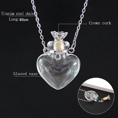 Magic Glass Wishing Drifting Potion Lucky Essential Oil Bottle Pendant Transfer Amulet Women's Sweater Chain Jewelry Necklace