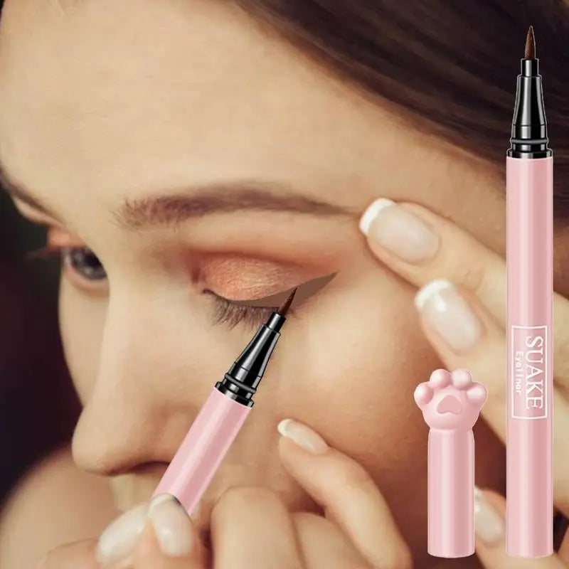 Liquid Eyeliner Waterproof Eyeliner Pencil With Cute Cat Paw All Day Waterproof Liquid Eyeliner Quick Drying Mechanical Eyeliner