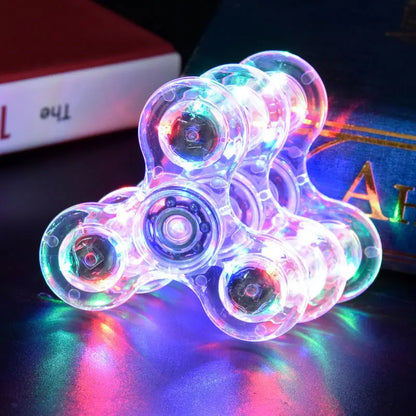 Crystal Luminous LED Light Fidget Spinner Hand Top Spinners Glow in Dark EDC Stress Relief Toys Kinetic Gyroscope for Children