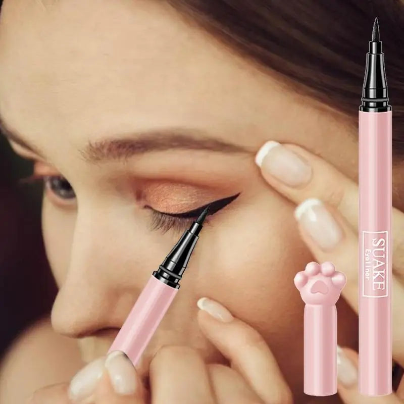 Liquid Eyeliner Waterproof Eyeliner Pencil With Cute Cat Paw All Day Waterproof Liquid Eyeliner Quick Drying Mechanical Eyeliner