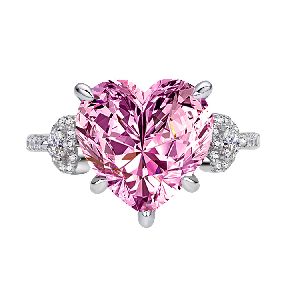 Inlaid Heart-shaped 12 12mm Diamond 925 Silver