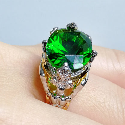 Inlaid Mermaid Green Zircon Ring