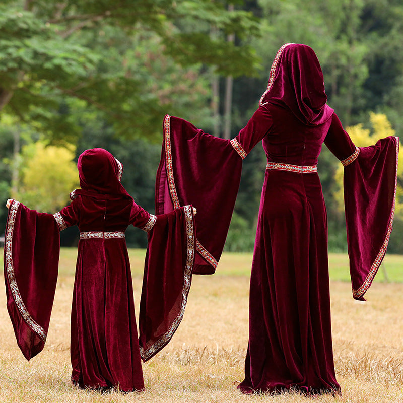 Medieval Wytch Mum and Daughter Dress with hood